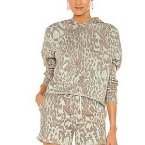 NWT Chaser Linen French Terry Cropped Pullover Hoodie size Xs